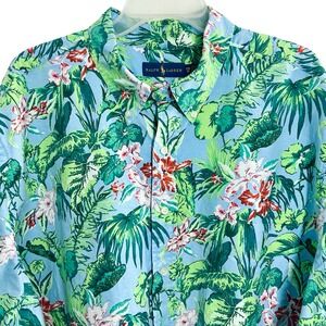 NEW Polo Ralph Lauren Men's Size 3XB Tropical Floral SS Button Down Shirt‎ Blue